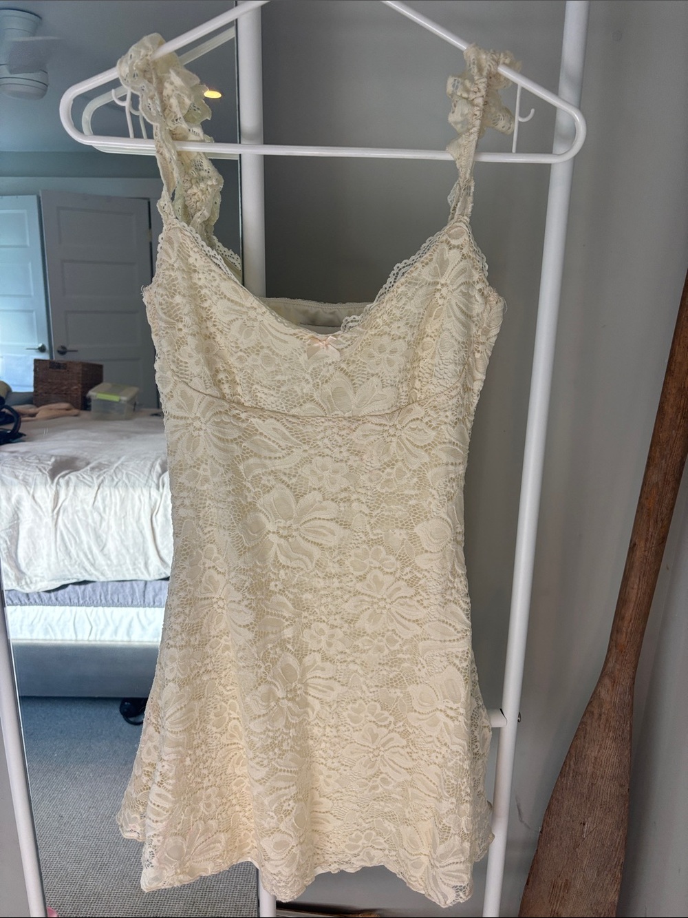Princess Polly Cream Lace Mini Dress with Ruffle Straps